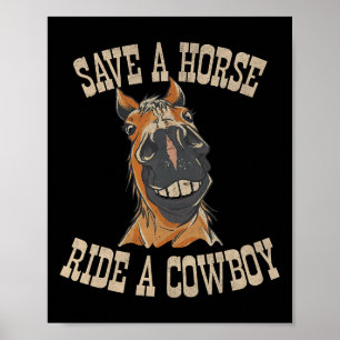 Retten Sie eine Pferdereifahrt Ein Cowboy Der Sonn Poster