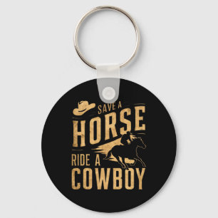 Retten Sie eine Pferdereifahrt Ein Cowboy Der Sonn Schlüsselanhänger