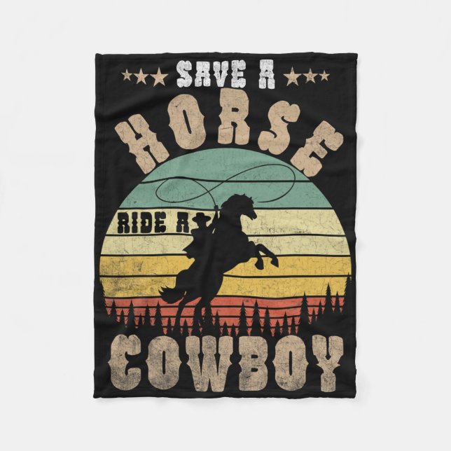 Retten Sie eine Pferdereifahrt Ein Cowboy Funny Re Fleecedecke (Vorderseite)