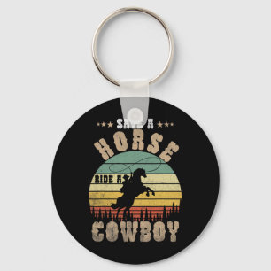 Retten Sie eine Pferdereifahrt Ein Cowboy Funny Re Schlüsselanhänger