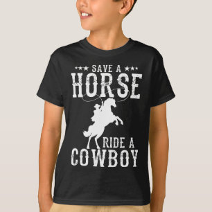 Retten Sie eine Pferdereifahrt Ein Cowboy Funny Re T-Shirt