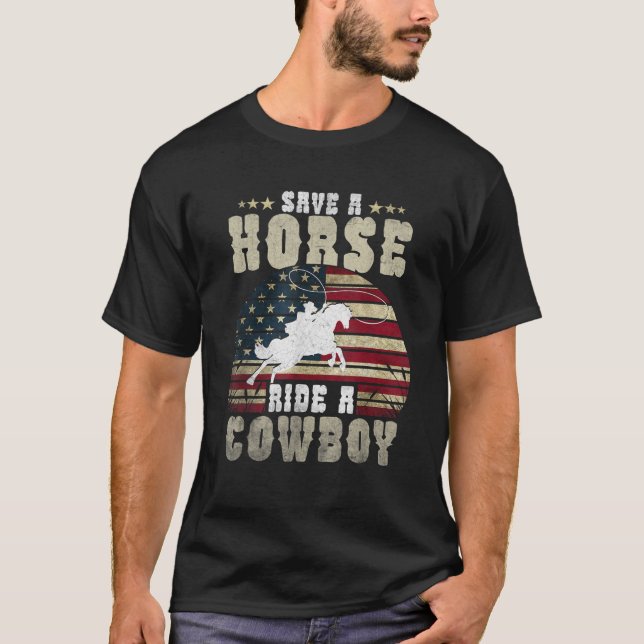 Retten Sie eine Pferdereifahrt ein Cowboy Funny Re T-Shirt (Vorderseite)