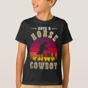 Retten Sie eine Pferdereifahrt Ein Cowboy Funny Re T-Shirt