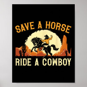 Retten Sie eine Pferdereifahrt Ein Cowboy Western  Poster