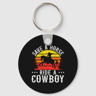 Retten Sie eine Pferdereifahrt Ein Cowboy Western Schlüsselanhänger