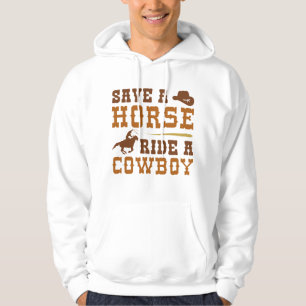 Retten Sie einen Pferdereiten einen Cowboy Hoodie