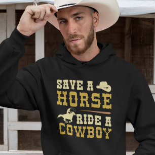 Retten Sie einen Pferdereiten einen Cowboy Hoodie