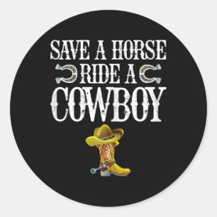 Retten Sie einen Pferdereiten einen Cowboy Runder Aufkleber