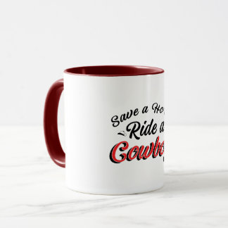 Retten Sie einen Pferdereiten einen Cowboy Tasse