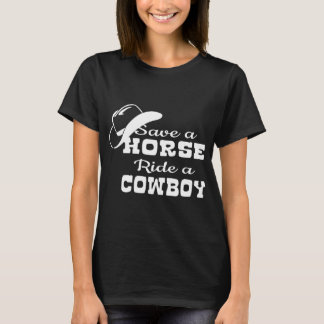 RETTEN Sie einer PFERDEfahrt ein COWBOY Damen T-Shirt