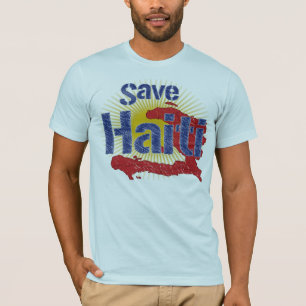 Retten Sie Erträge Haitis (blau) - gehen zum ROTE T-Shirt