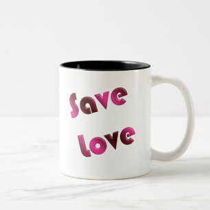 Retten Sie Liebe. Steigungstext Zweifarbige Tasse