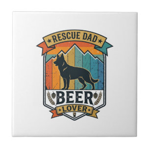 Retten Sie Papa Bierliebhaber Hund Vintage-Sonnenu Fliese