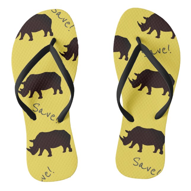 Retten Sie Rhino, Muster-, dasgelb Reinfälle Flip Flops (Fußbett)