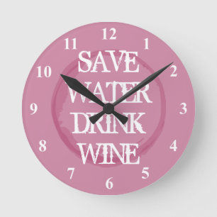 RETTEN Sie WASSER-GETRÄNK-WEIN lustige Runde Wanduhr