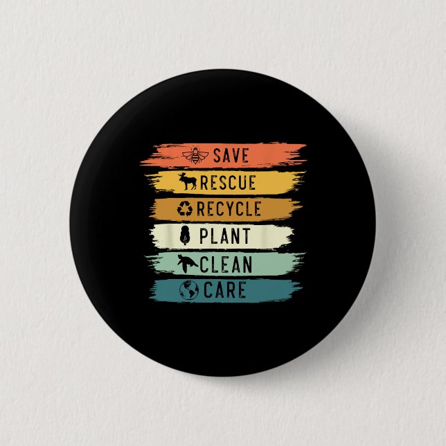 Rettend Bienenrettungstiere Recycelte Plastic Eart Button (Vorderseite)