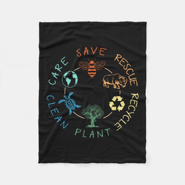 Rettend Bienenrettungstiere Recycelte Plastic Eart Fleecedecke (Vorderseite)