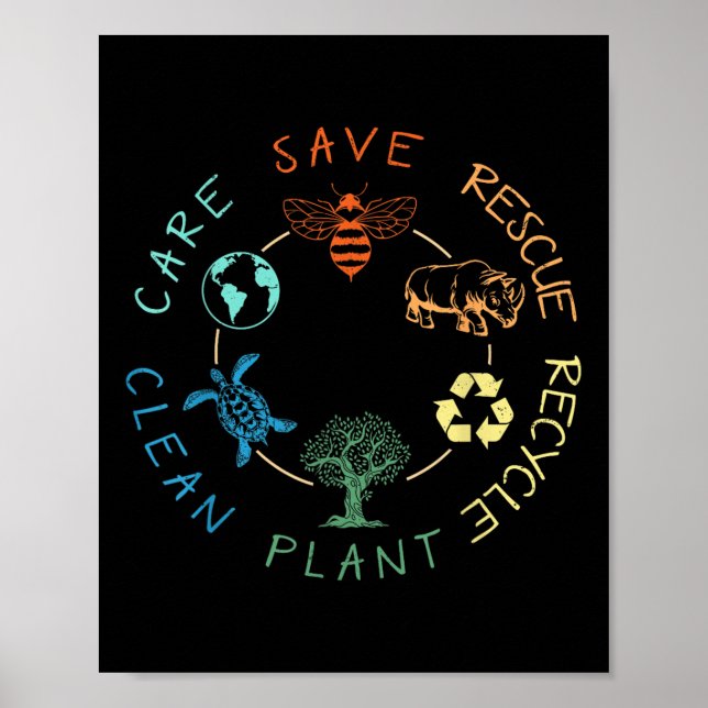 Rettend Bienenrettungstiere Recycelte Plastic Eart Poster (Vorne)