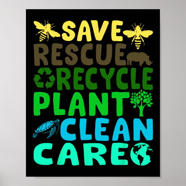 Rettend Bienenrettungstiere Recycelte Plastic Eart Poster (Vorne)