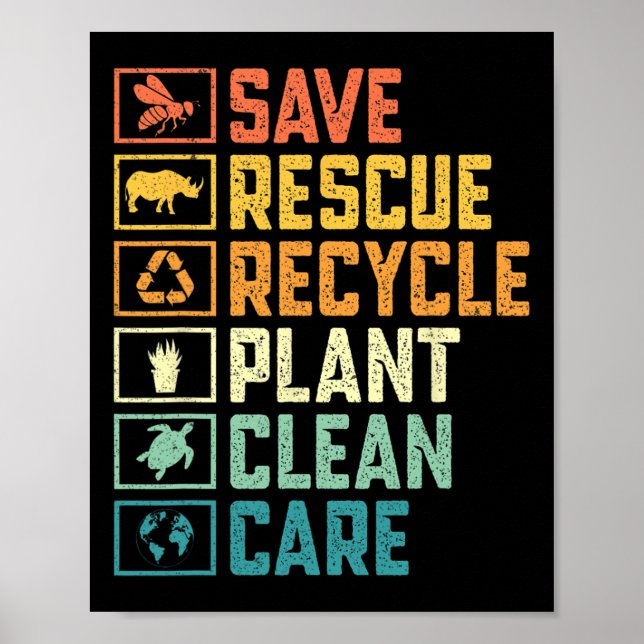 Rettend Bienenrettungstiere Recycelte Plastic Eart Poster (Vorne)