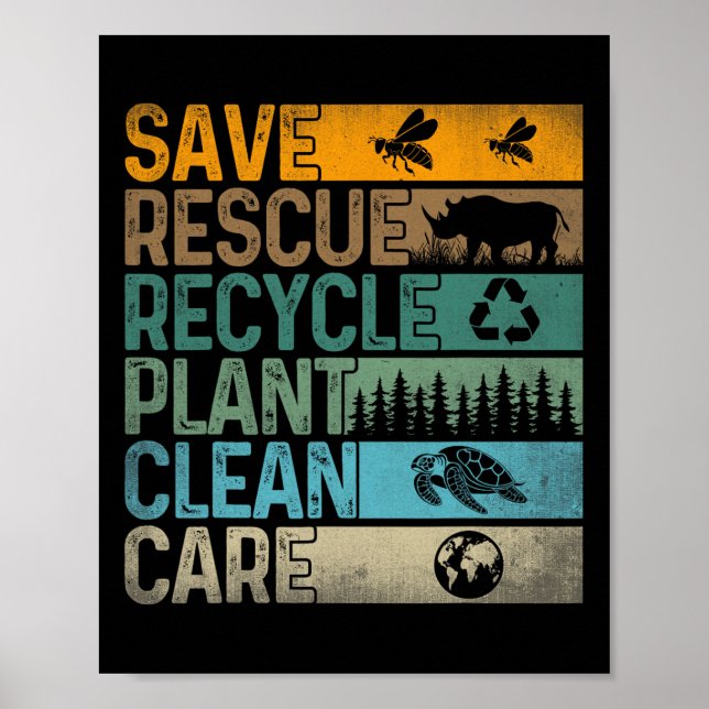 Rettend Bienenrettungstiere Recycelte Plastik-Fun- Poster (Vorne)