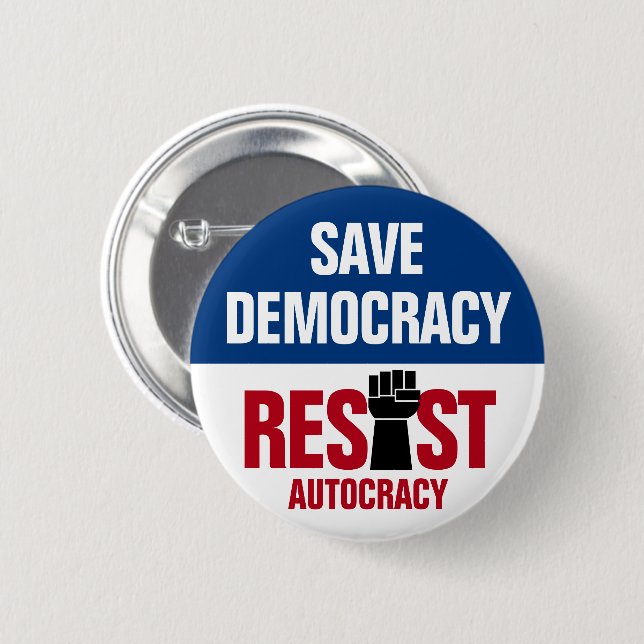 Rettend Demokratie widersetzt Autokratie - Anti Tr Button (Vorne & Hinten)