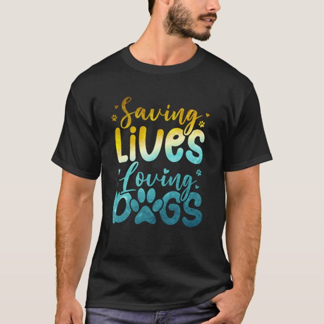Rettend Hunde lieben - Krankenschwester und Hund L T-Shirt (Vorderseite)