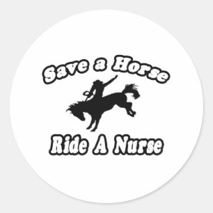 Rettend Pferd, Ride Nurse Runder Aufkleber