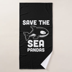 Rettend Sea Pandas Orca Whale, Meeresbiologie-Gesc Badehandtuch