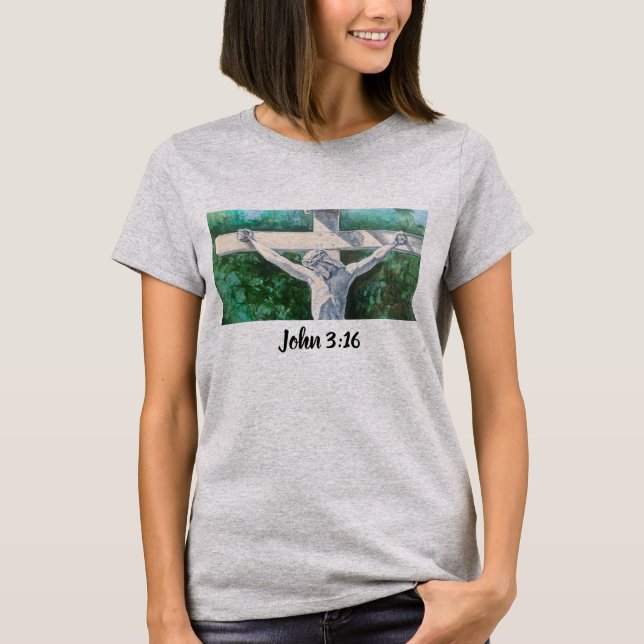 Retter Christlich John 3:16., Weihnachts- Ostern T-Shirt (Vorderseite)