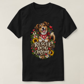 Retterhund-Mama Süßer Pfotenabdruck Florales Desig T-Shirt