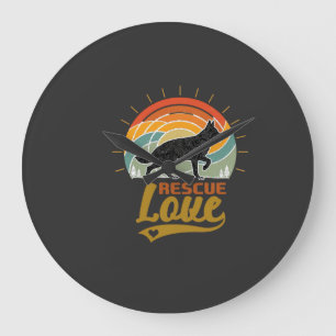 Retterliebe Hund Retro Sonnenuntergang Bäume Große Wanduhr