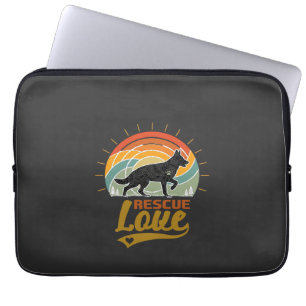 Retterliebe Hund Retro Sonnenuntergang Bäume Laptopschutzhülle