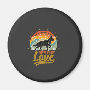 Retterliebe Hund Retro Sonnenuntergang Bäume Magnet