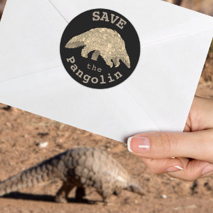 Rettet den Pangolin Süßer Tierschützer für gefährd Runder Aufkleber