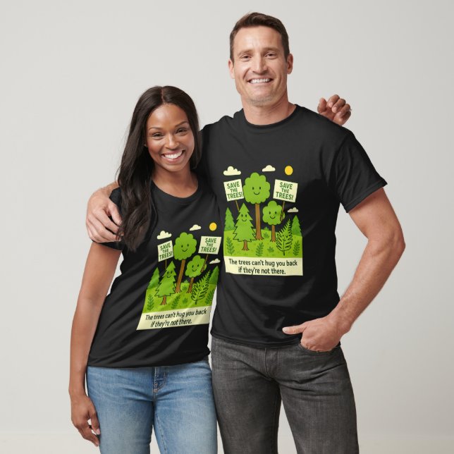 Rettet die Bäume – Süße Umwelt-Cartoon T-Shirt (Unisex)