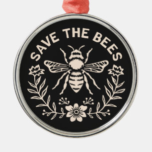 Rettet die Bienen Imkerei Biodiversität schwarz Ornament Aus Metall