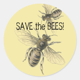 Rettet die Bienen Vintage-Bienenbilder Runder Aufkleber