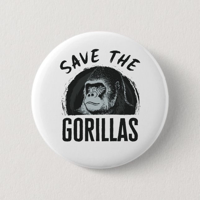 Rettet die Gorillas Gorilla gefährdet Ausrottung Button (Vorderseite)