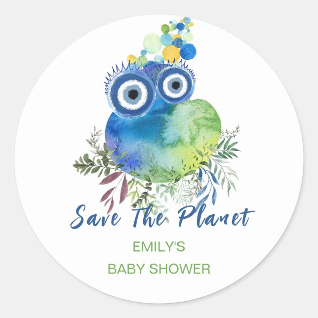 Rettet die Planet Baby-Dusche Runder Aufkleber (Vorderseite)