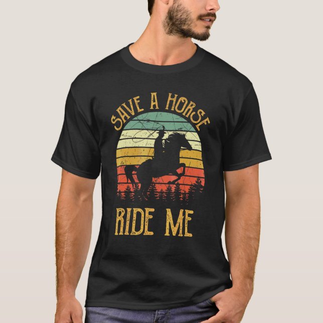 Rettet ein Pferdereiten Cowboy Cowgirl South West T-Shirt (Vorderseite)
