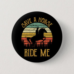 Rettet ein Pferdereiten Cowboy Cowgirl Southern We Button