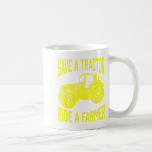 Rettet einen Traktor, reitet einen Bauern, landwir Kaffeetasse