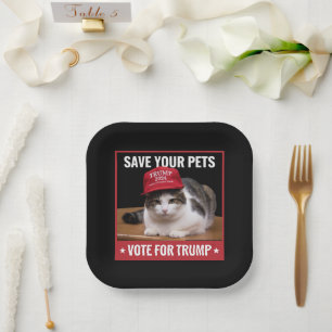 Rettet eure Haustiere, stimmt für Trump, US-Wahl Z Pappteller