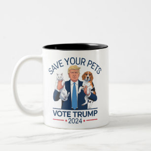 Rettet eure Haustiere, stimmt für Trump, US-Wahl Z Zweifarbige Tasse
