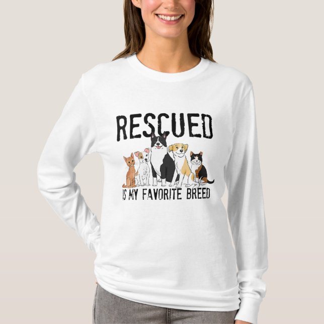 Rettet ist mein Lieblingsrasse Adoptier Nicht kauf T-Shirt (Vorderseite)