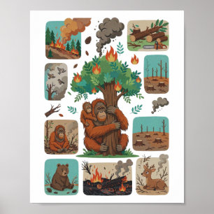 Rettet Orang-Utan Stoppt Abholzung Kunst Poster
