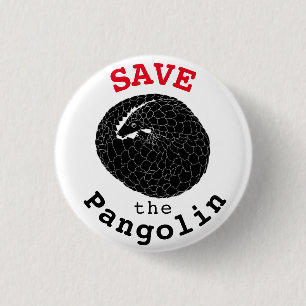 Rettet Schuppe Pangolin gefährdete Tierart Monochr Button
