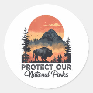 Rettet unsere Nationalparks Resist Service Bison B Runder Aufkleber