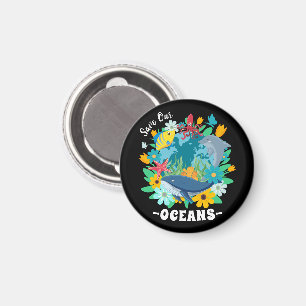 Rettet unsere Ozeane Blume Wal Farbdesign Erde Magnet